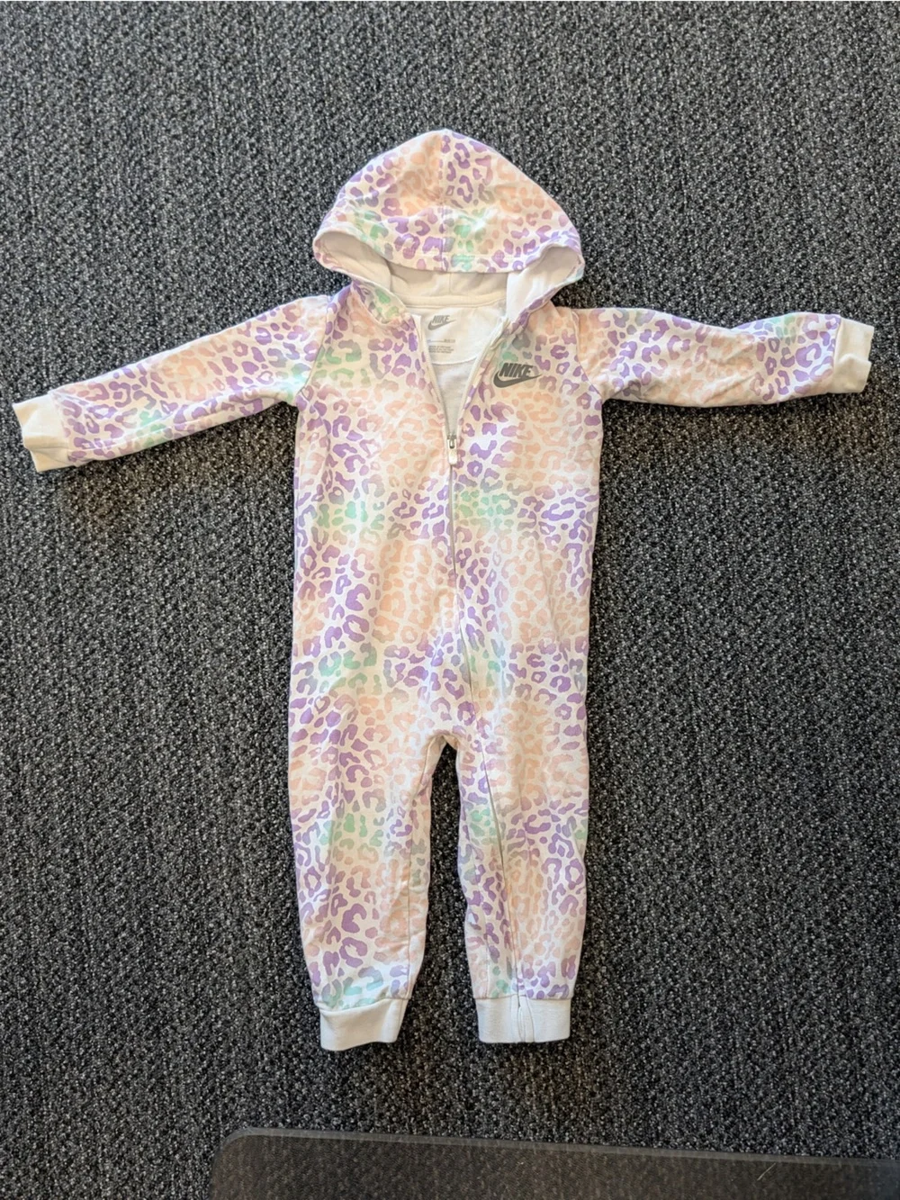 Nike Kids Pastel Leopard Hooded One-Piece - Purple, Cream, Mint